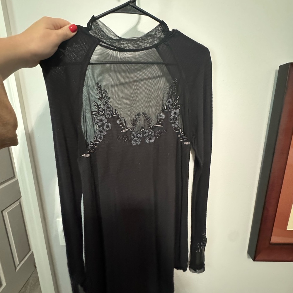 Free People Elegant Black Lace Blouse